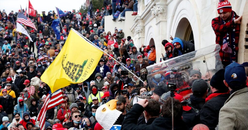 storming of the capitol with gadsden flag
